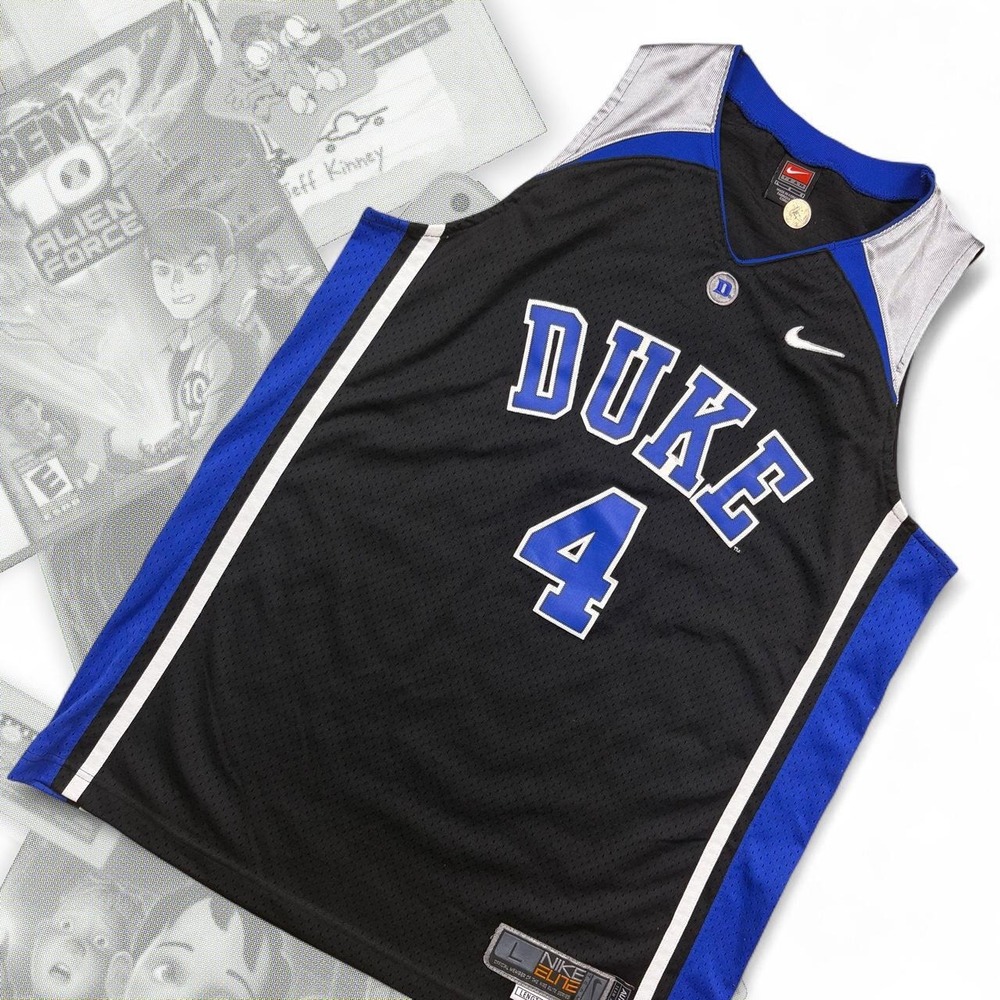 Vintage Y2K Black Blue Nike Team Duke Blue Devils Basketball Jersey Elite +2 JJ